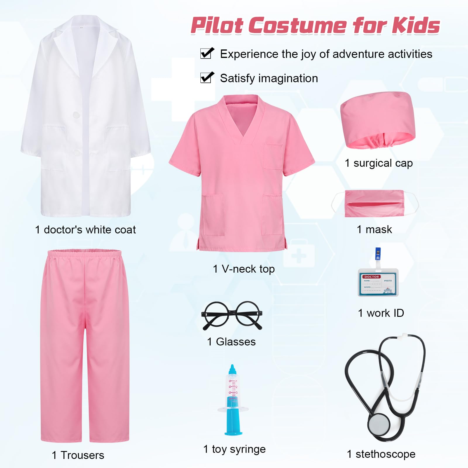 KumSoomliy Doctors Set for Kids Science Costume for Kids Toddler Dress Up Nurse Costume Doctor Lab Outfits Age 3-4Y - Image 2