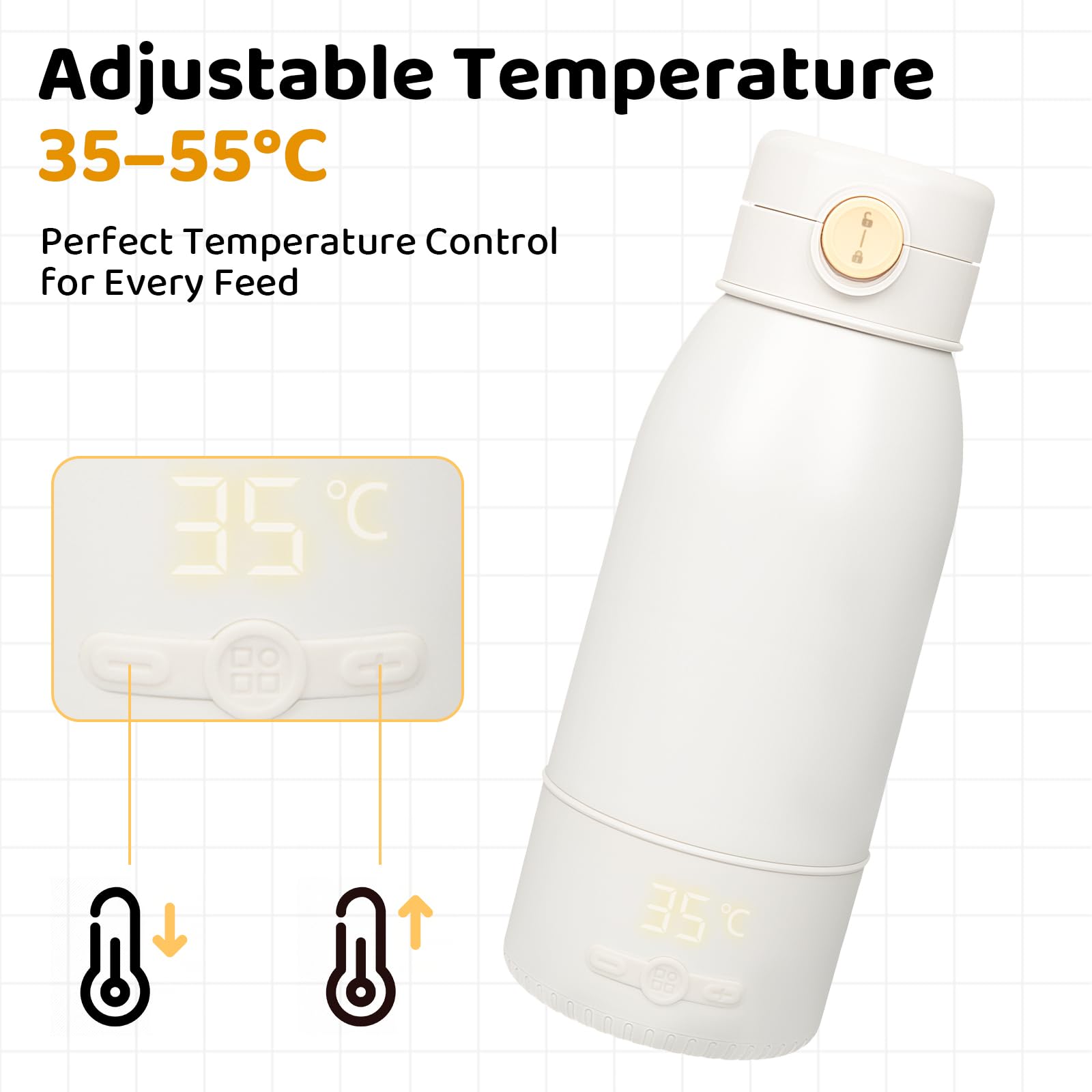 BEE&FLOWER Calentador de biberones portátil para bebés – Gran capacidad de 500 ml | Pasteurización, control parental contra, 24 horas de temperatura constante para todo el día