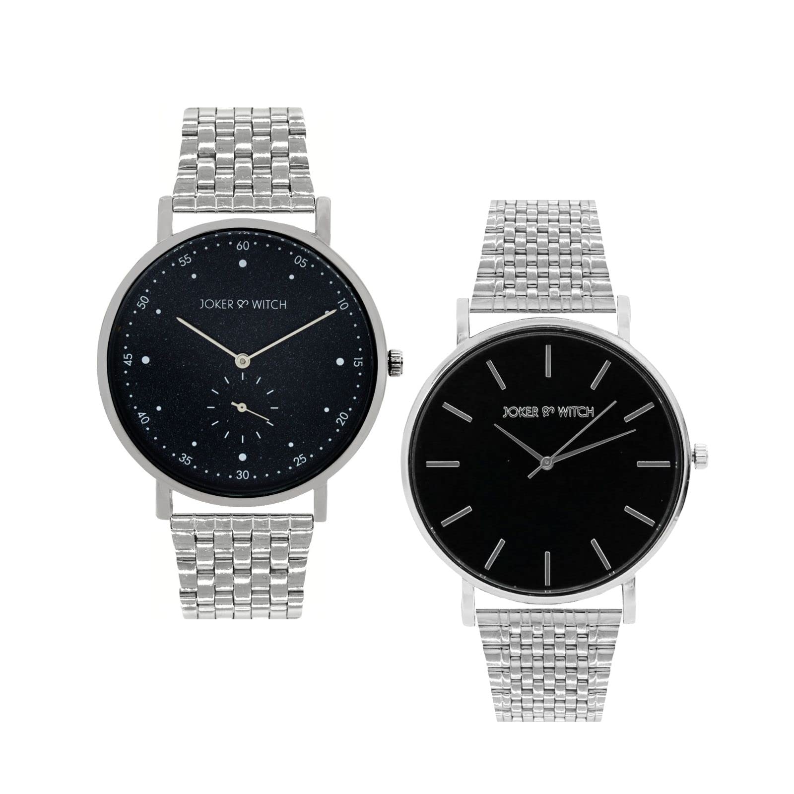 Joker & Witch Stainless Steel Jolly & Rancheer Couple Analogue Watches, Black Dial, Silver Band (B0BVB63VHL) Amazon Price History, Amazon Price Tracker