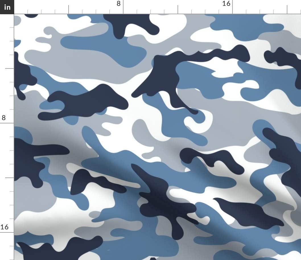 Spoonflower Fabric - Blue White Camouflage Pattern Camo Water Abstract Nursery Printed on Petal Signature Cotton Fabric by The Yard - Sewing Quilting Apparel Crafts Decor