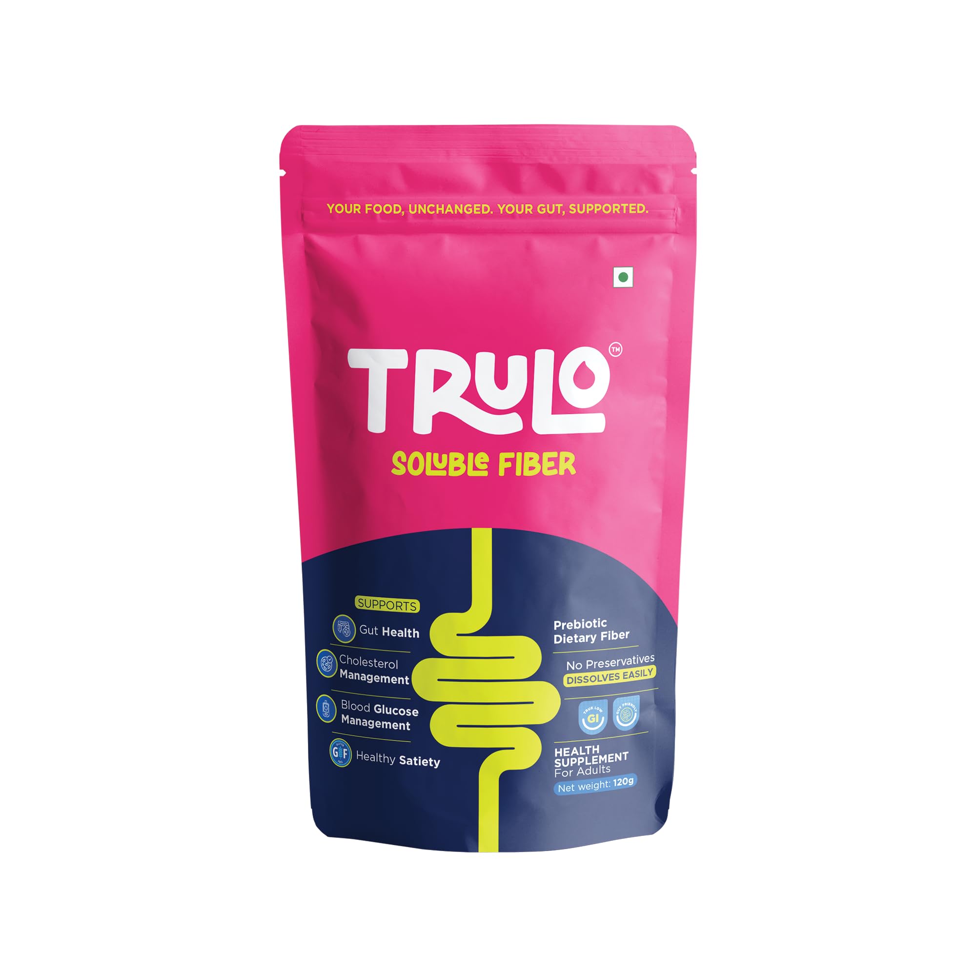 Trulo Soluble Fiber | 100% PHGG (Sunfiber®) | Prebiotic Dietary Fiber | Supports Gut Health, Blood Sugar, Cholesterol | Low GI, Gluten-Free | No Preservatives | 120g-image-4