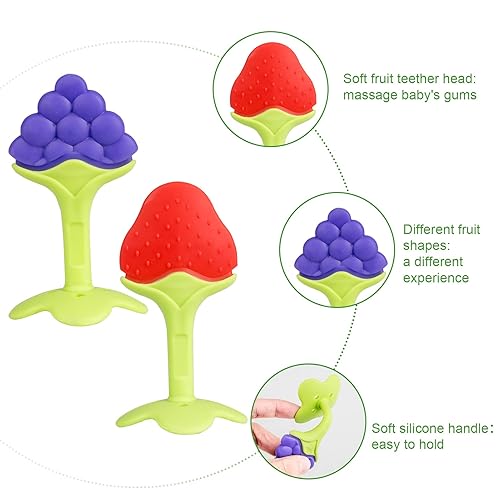 Miniatura 4 de Juguetes de dentición para bebés, juego de 3 mordedores para 0-6, 3-6 meses y 6-12 meses, esenciales para bebés, juguetes para bebés, juguetes