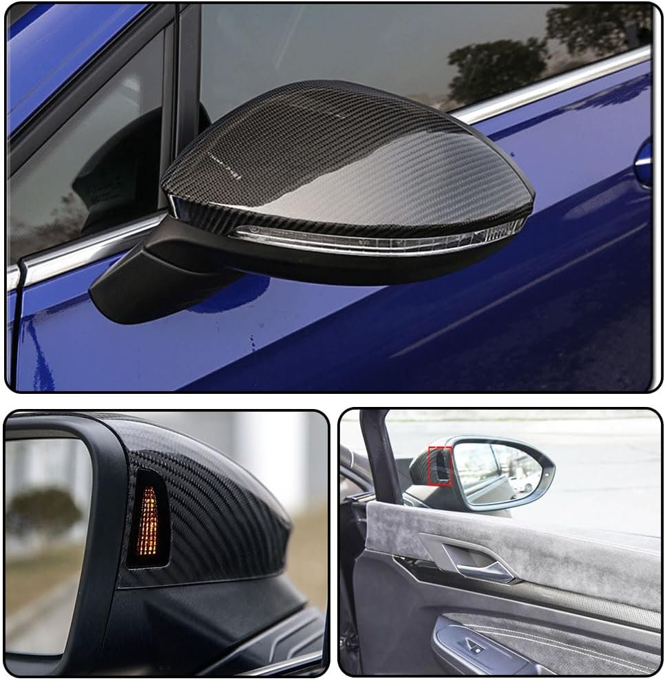 Real Carbon Fiber Mirror Covers for Volkswagen Golf 8 MK8 8R/GTI/R-Line 2020UP Replacement Style Rearview Mirror Caps Exterior Shell Factory Outlet (With Lane Assist)