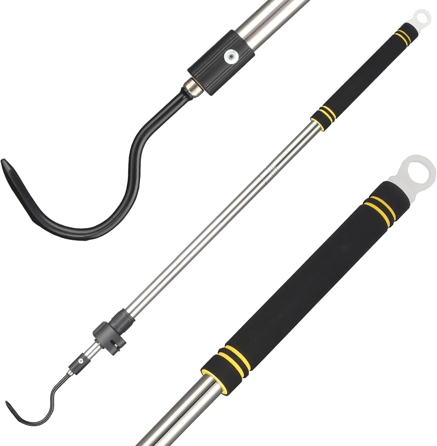 Snake Hooks, Stainless Steel Snake Hook Extendable Handled Desigh for Removling Large or Small Snakes and Reptiles Rattlesnakes Python Copperhead Stainless Steel Handle 35"-65"