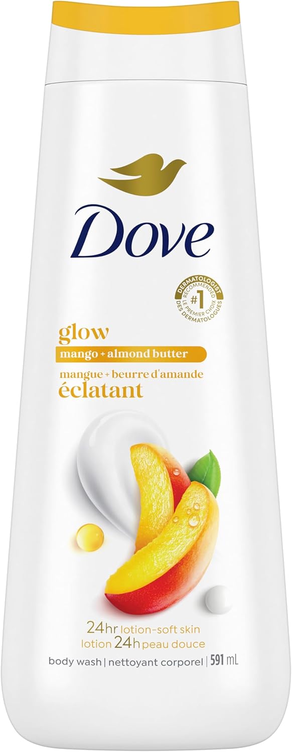 Dove Body Wash Glow Mango & Almond Butter 24hr Moisturizing Skin Cleanser for Lotion-Soft Skin, 591mL