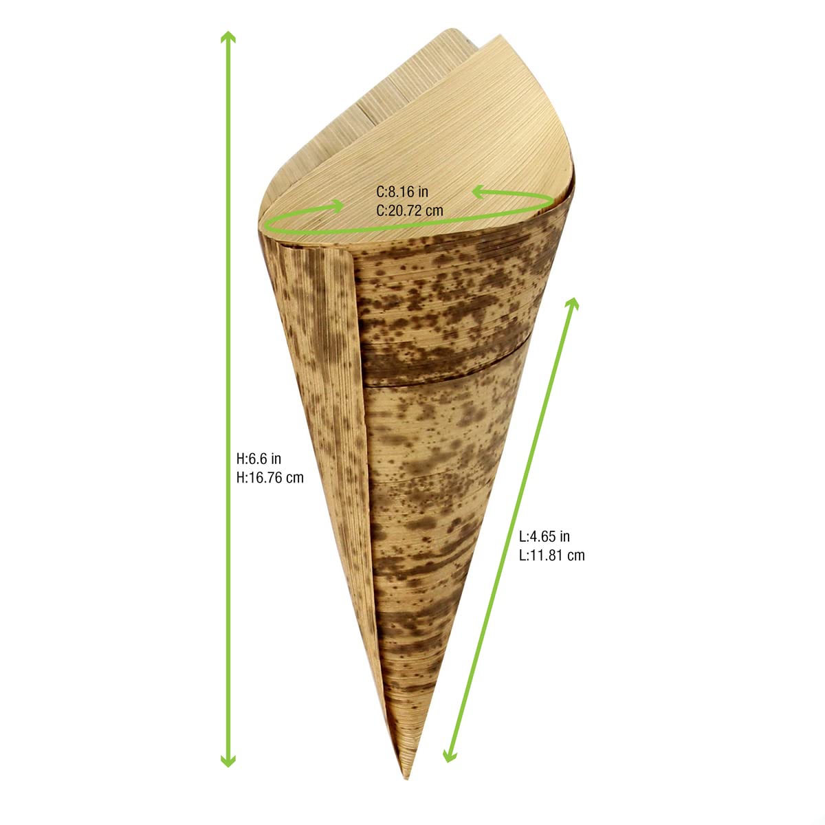 PacknWood 210BBCOB17 Bamboo Leaf Cone 2 Layers (Case of 1000), Perfect For Catering, 100% Natural & Biodegradable - Disposable Bamboo Serving Cone (5 oz - 2.7
