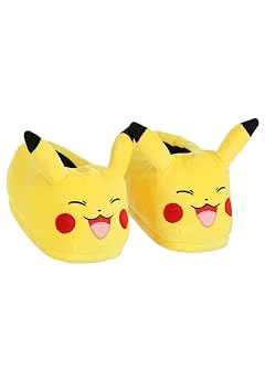 Pok mon Pikachu Adult Slippers Officially Licensed Video Game Plush Footwear with Embroidered Detail
