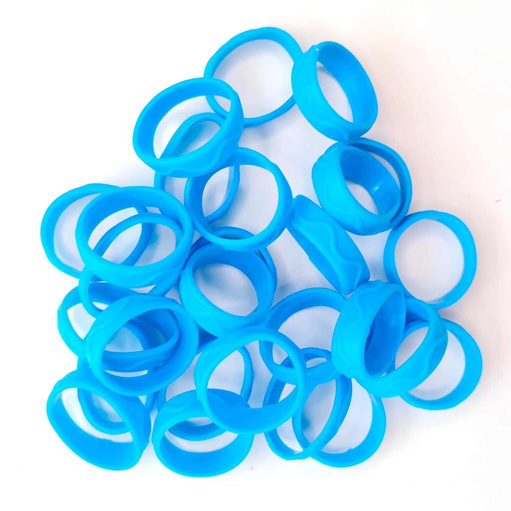 50 Pcs Silicone Bands Reusable Protection Rubber Rings Non-Slip Small Rubber Grips Sleeves for Tool Handles, Rods & Grips (0.87 Inch Diameter) (Blue)