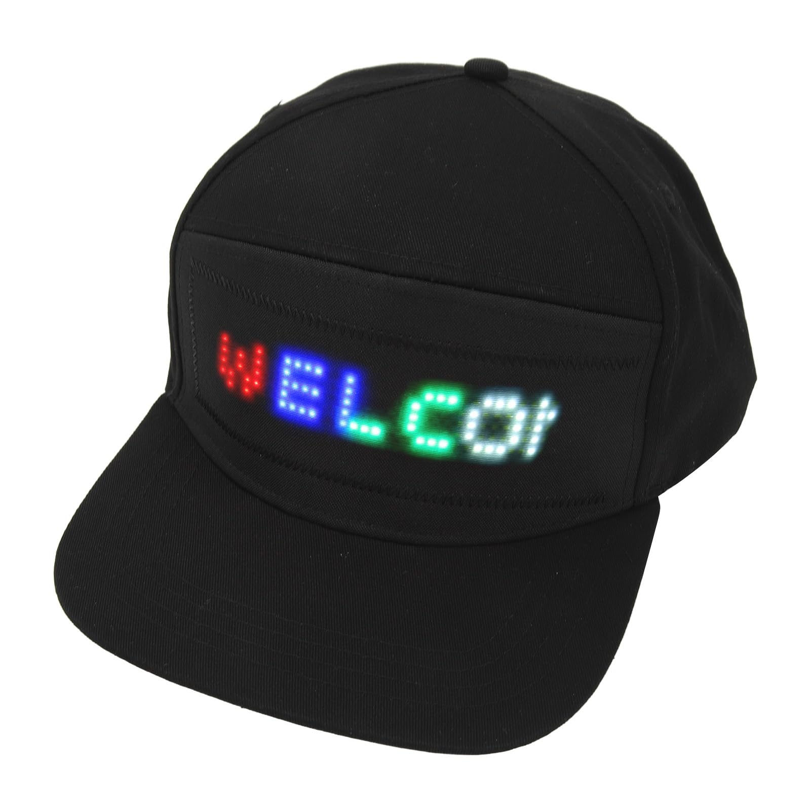 Sponsored Ad – Programmable LED Hat With Bluetooth Mobile App Control - Smart Adjustable Editable Display Screen, Detachable Colorful Baseball Cap for Party, Christmas, Halloween (Black)