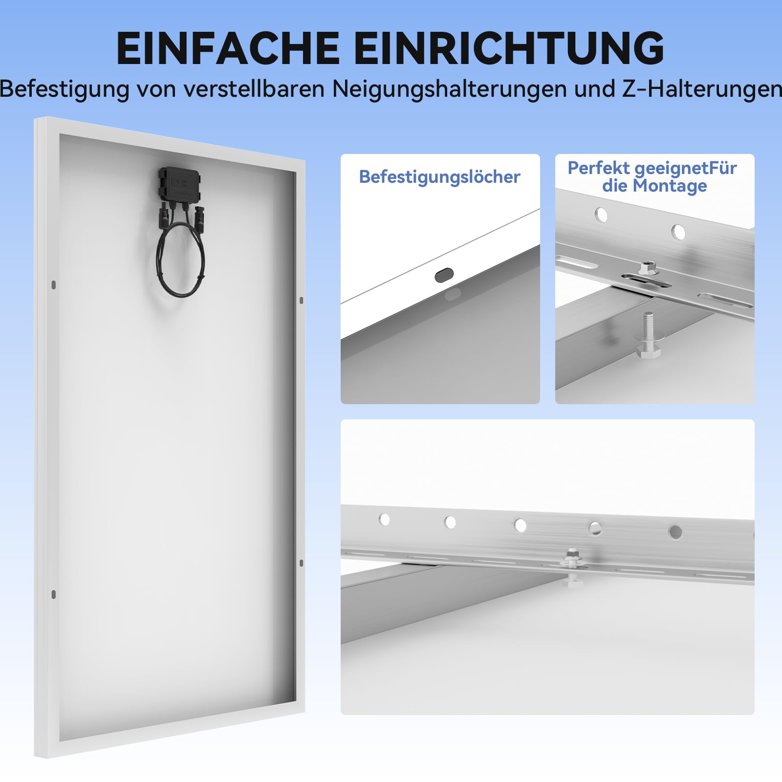 WERCHTAY 12V Solarpanel 400w Monokristallines, Solarmodul mit Hocheffizientes Aluminiumrahmen, SMBB Technologie, PV Modul für Batterien, Boot, Wohnmobile, Gartenhäuse, Haus (200W*2)