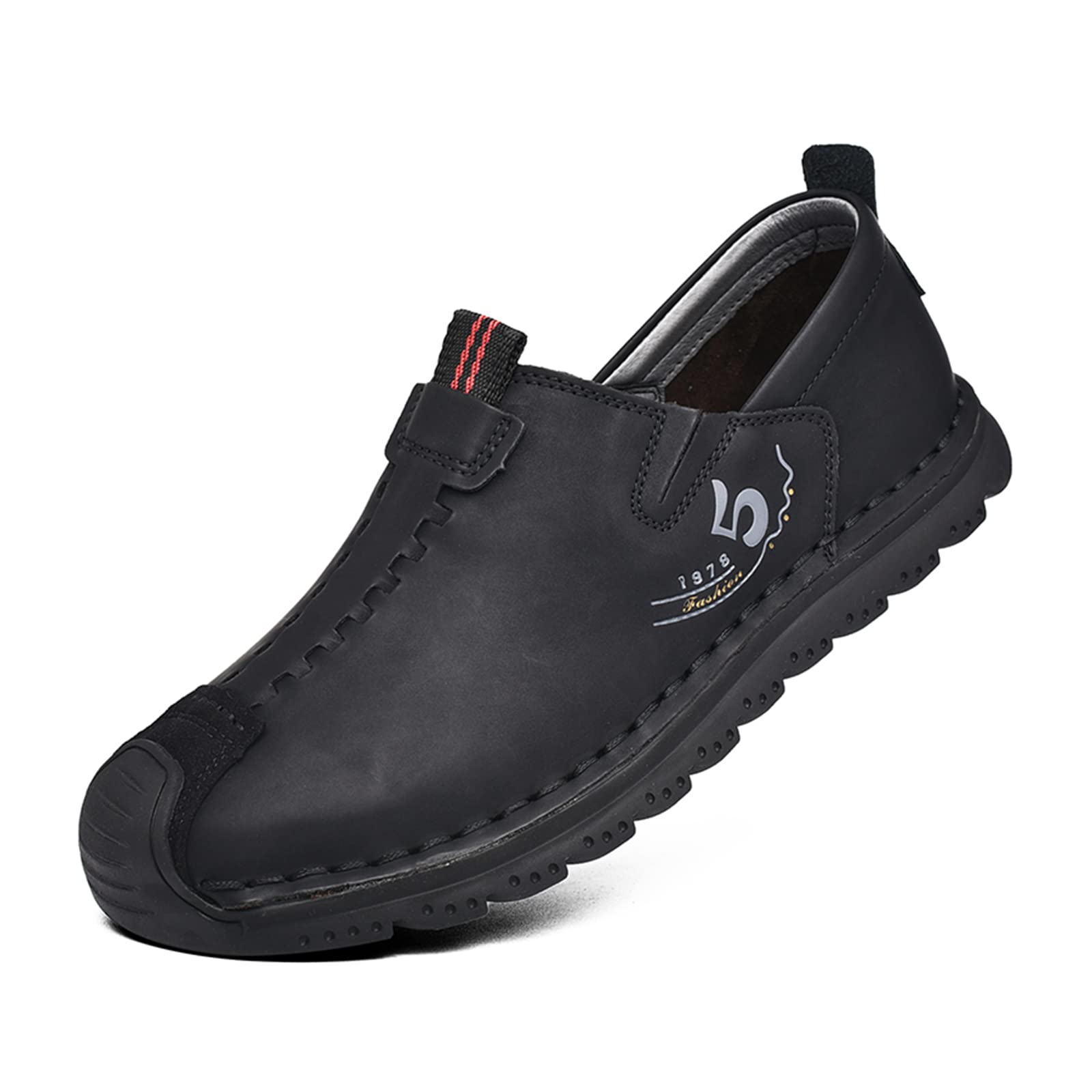 Mecolop Men's Leather Shoes Casual Loafers Slip on Comfortable Walking Driving Shoes for Men