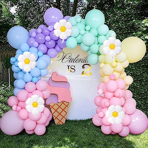 123 Pezzi Daisy Palloncini Kit Ghirlanda Pastello