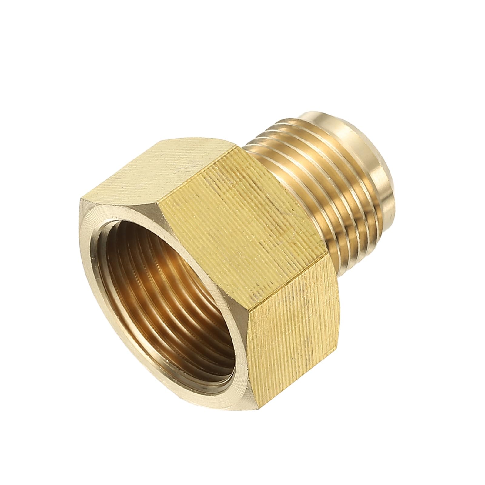 Photo 1 of YELARXI Brass Flare Tube Fitting Coupling Gas Adapter, 5/8" Male Flare x 3/4 Inch Female SAE Thread Pipe Connector Fit for air Conditioning HVAC Automotive Grills (Gold)