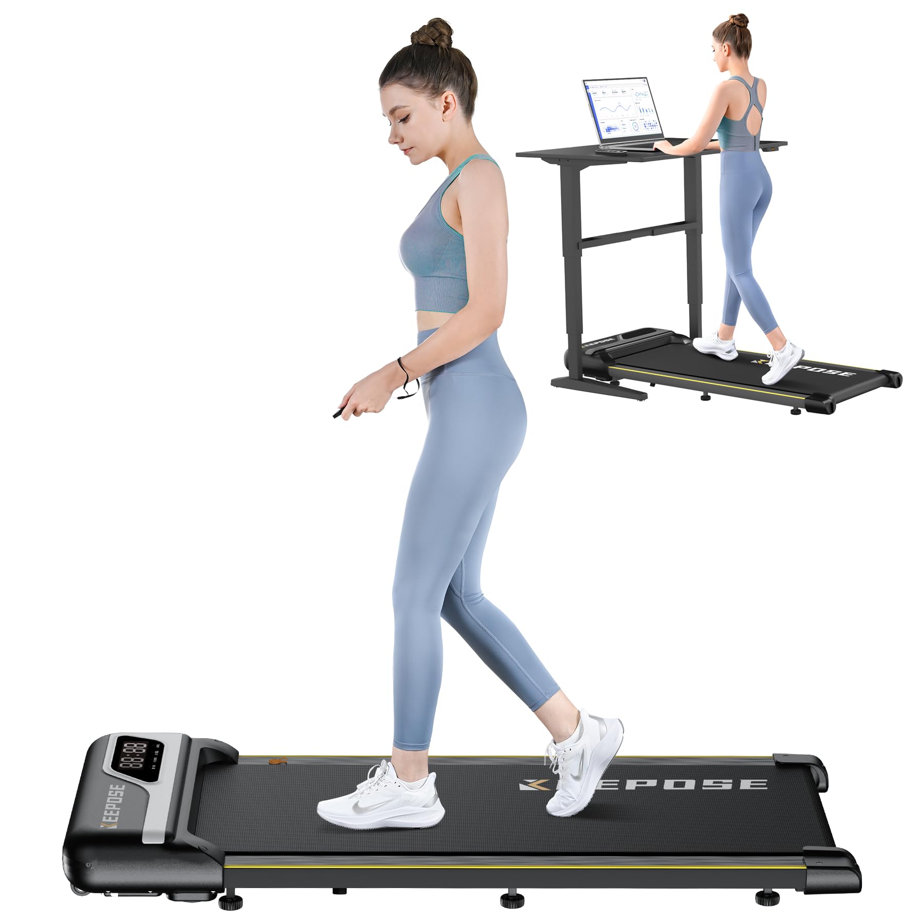 Walking Pad, 2.5 HP Under Desk Treadmill, Portable 2-in-1 for Home and Office, 265 Lbs Capacity, Remote Control