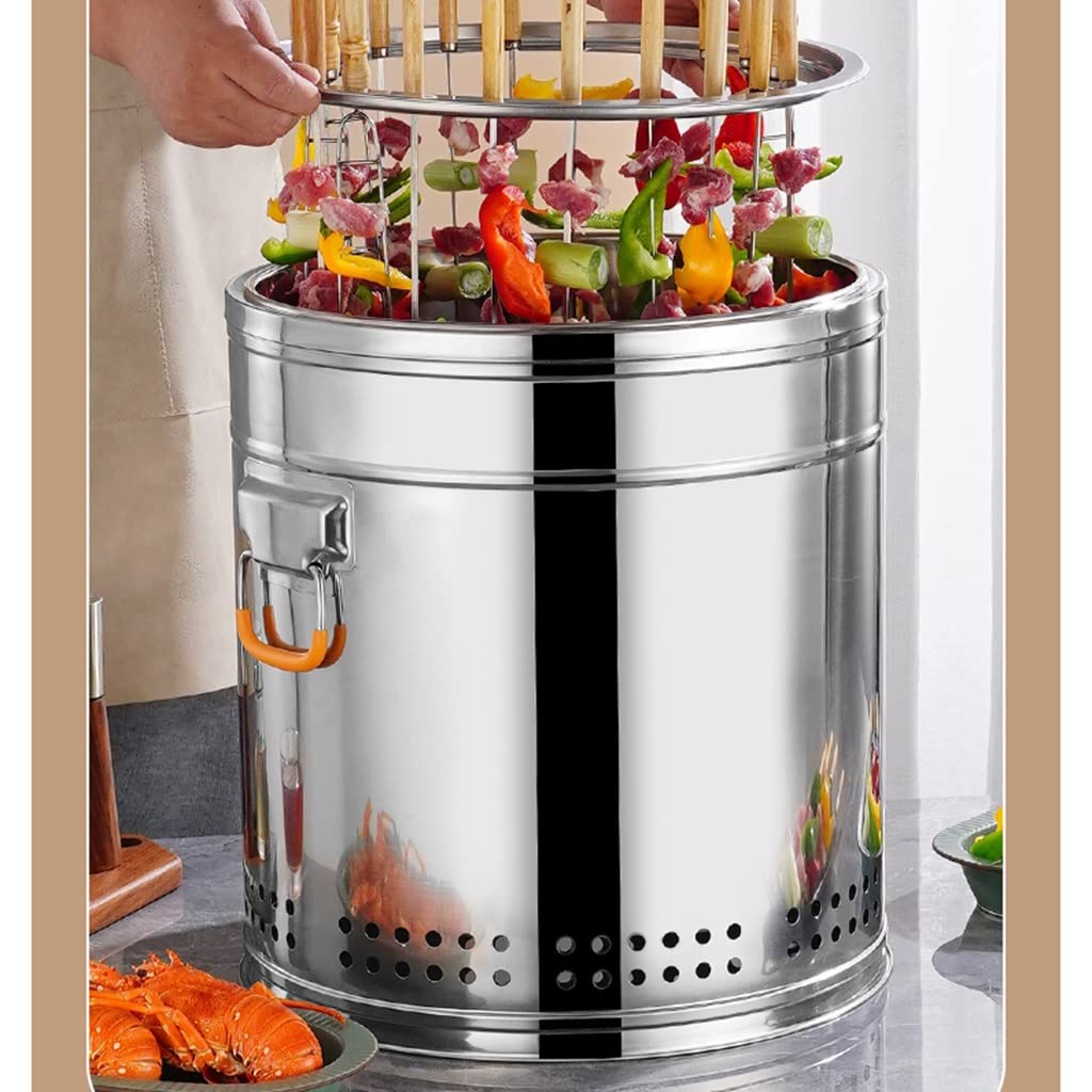 Horno de asador Vertical, Parrilla sin Humo con Placa de Parrilla Antiadherente y Red de Parrilla, Parrilla portátil for Exteriores/Interiores for Asar brochetas de Carne, Verduras