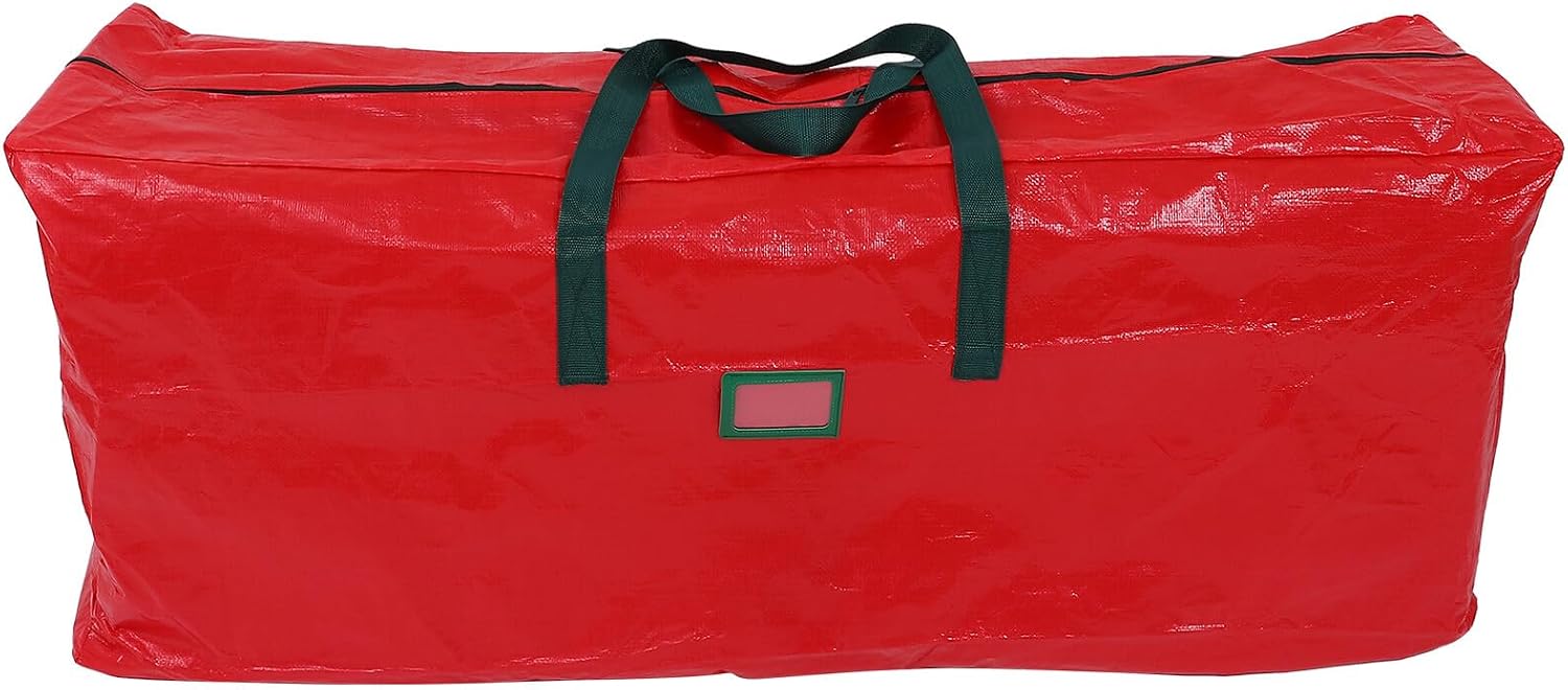 Christmas Tree Storage Bag Waterproof Dustproof Xmas Tree Organizer Red 122x34x51cm Household Holiday Storage Pouch with Zipper