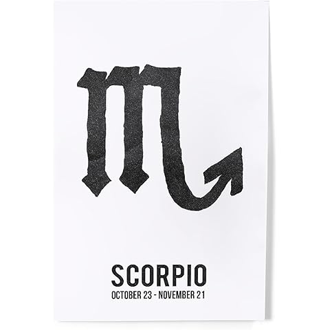 Lantern Press 8x12 Art Print, Scorpio, Astrology Zodiac Symbol, Ink Drawing
