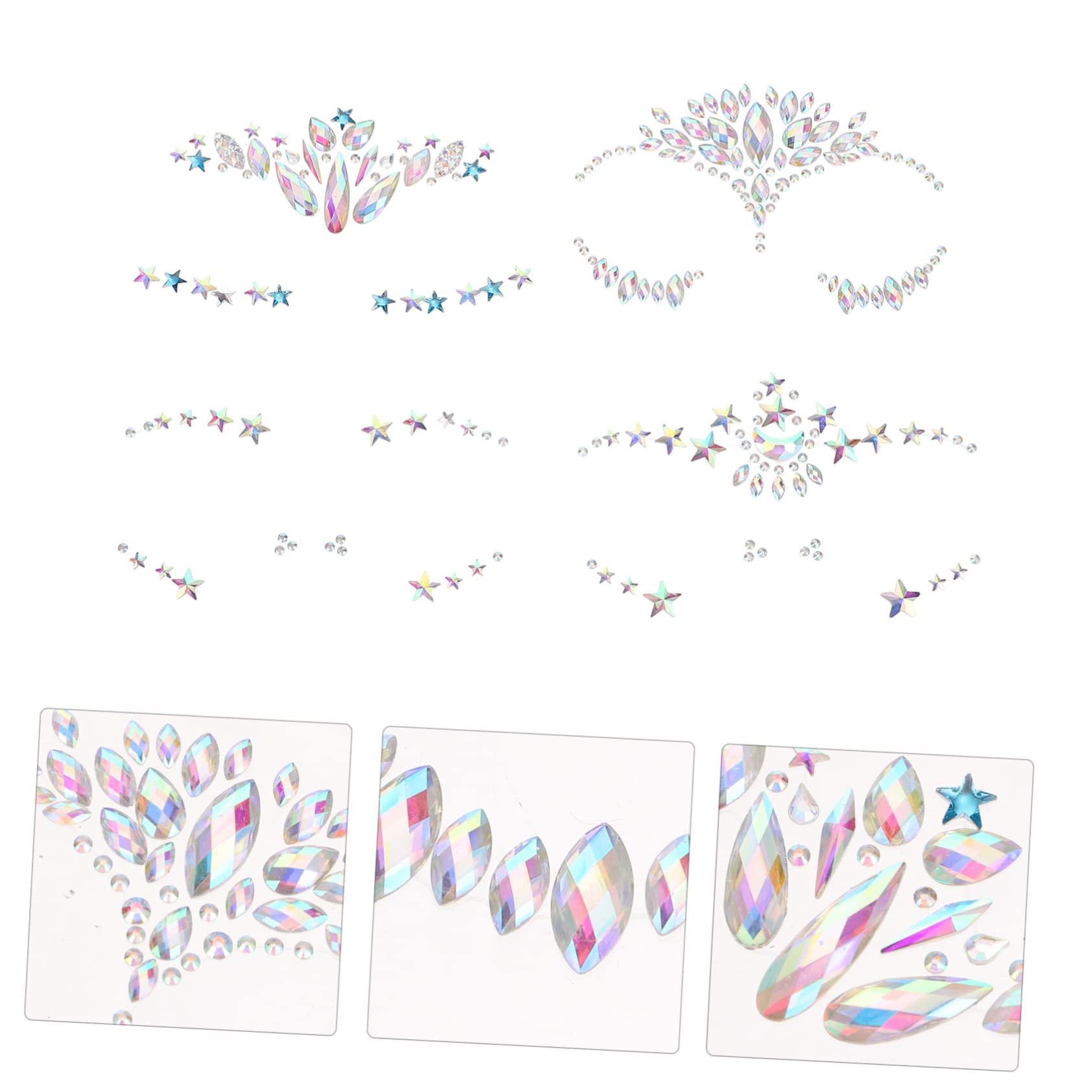 DOITOOL 20fogli Gemme Adesive Per Viso e Sopracciglia Stickers Di Strass Per Trucco Decorazioni Facciali Per Feste e Festival Facile Da Applicare Stili Vari Per Ogni Occasione
