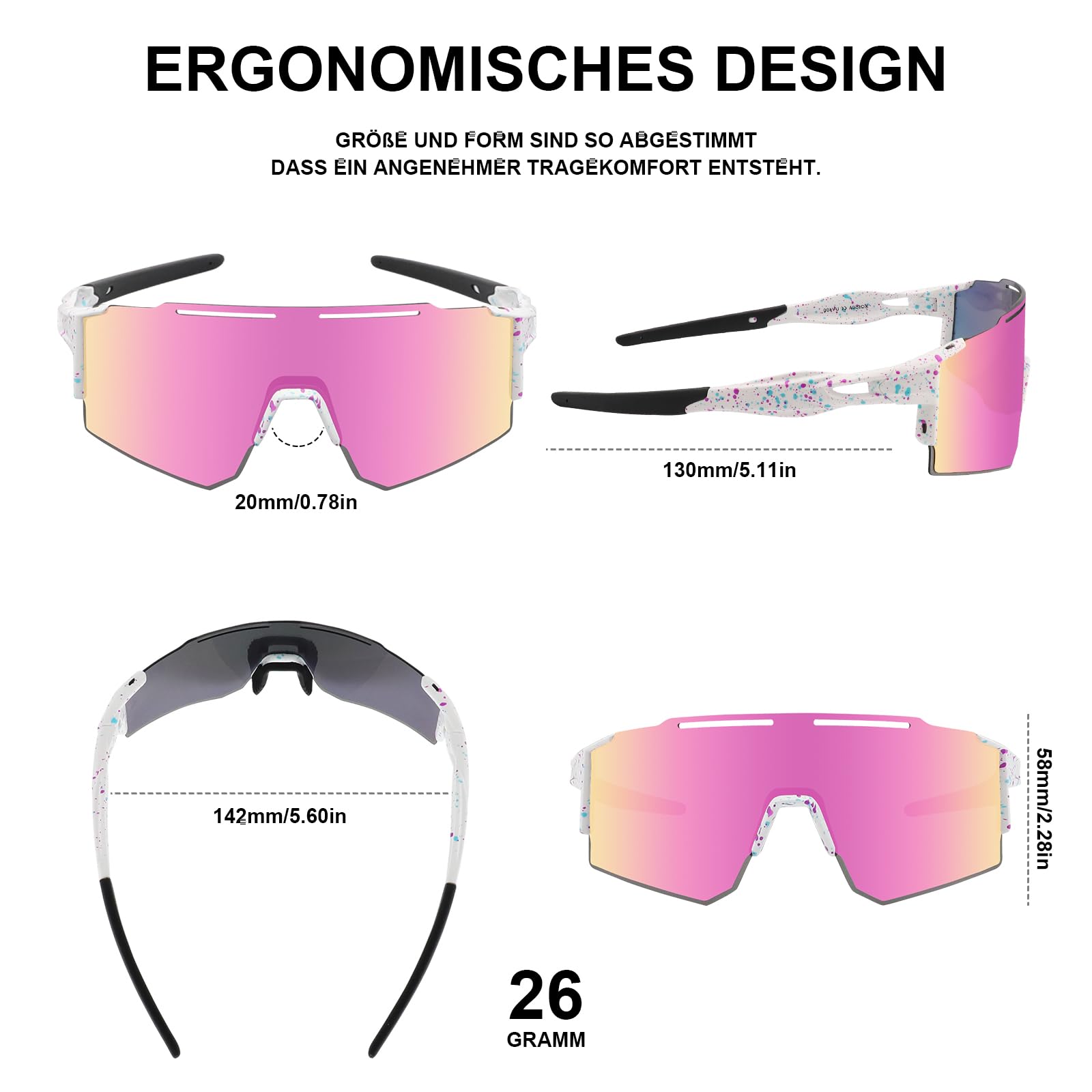 Gafas de sol polarizadas, gafas deportivas para hombre y mujer, UV400, gafas deportivas rápidas para deportes al aire libre, pesca, ciclismo, correr, 1 lente