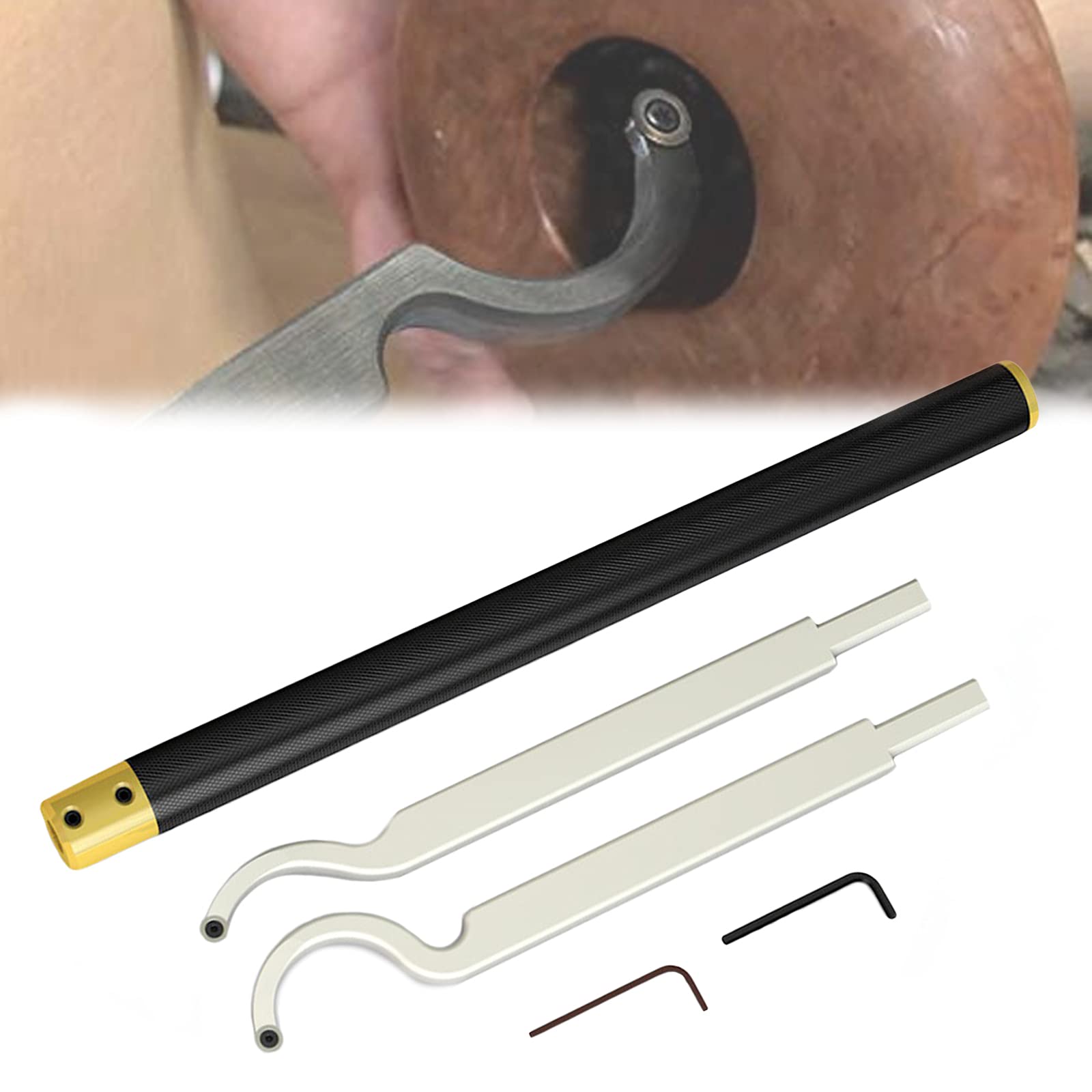 Scalpello, Utensili per Tornitura per la Lavorazione Del Legno Set Di Scalpelli per Tornio Utensili per Scavare il Collo con Inserto Rotondo in Carburo e Chiave per Hobbisti Del Legno/a/2 Set