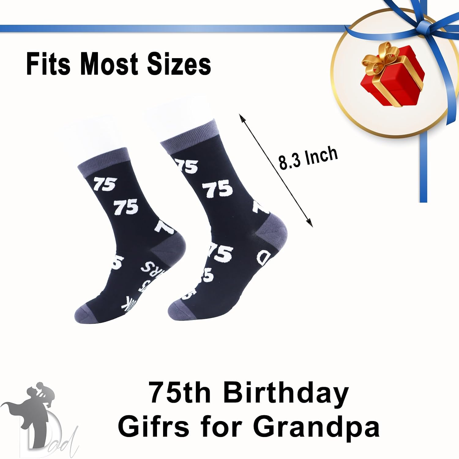 75th Birthday Gifts for Him Men, Stitch Funny 1951 75 Year Old Decoration Socks for Dad Husband Father Daddy, Unique Fun Novelty and Gag 75th Anniversary Ideas for Christmas Fathers Day