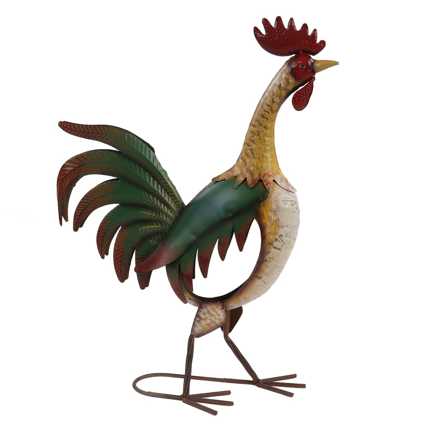 Rooster Statue, Hand Welded Metal Rooster Art Vivid Color for Garden