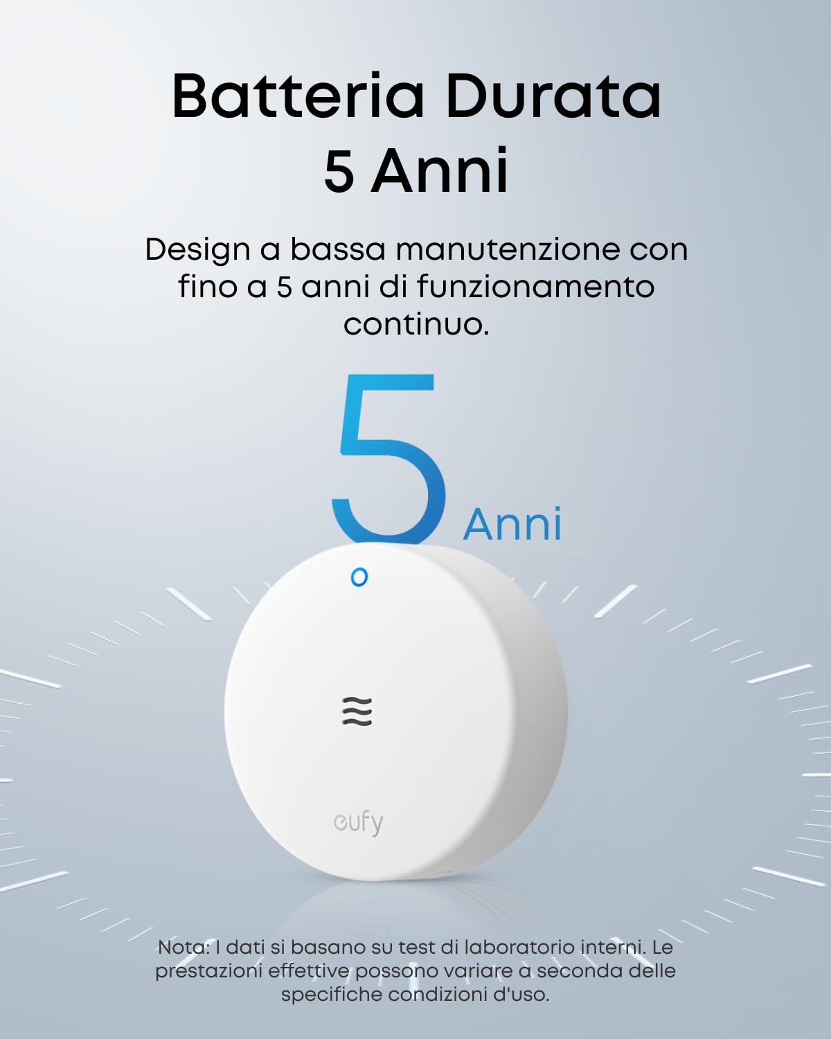 eufy Sensore Acqua e Gelo E20, Doppia Rilevazione, Portata Estesa con Cavo, Allarme Integrato da 75 dB, Batteria Durevole di 5 Anni, Richiesta Versione UE di HomeBase 2, 3, Mini o Pro