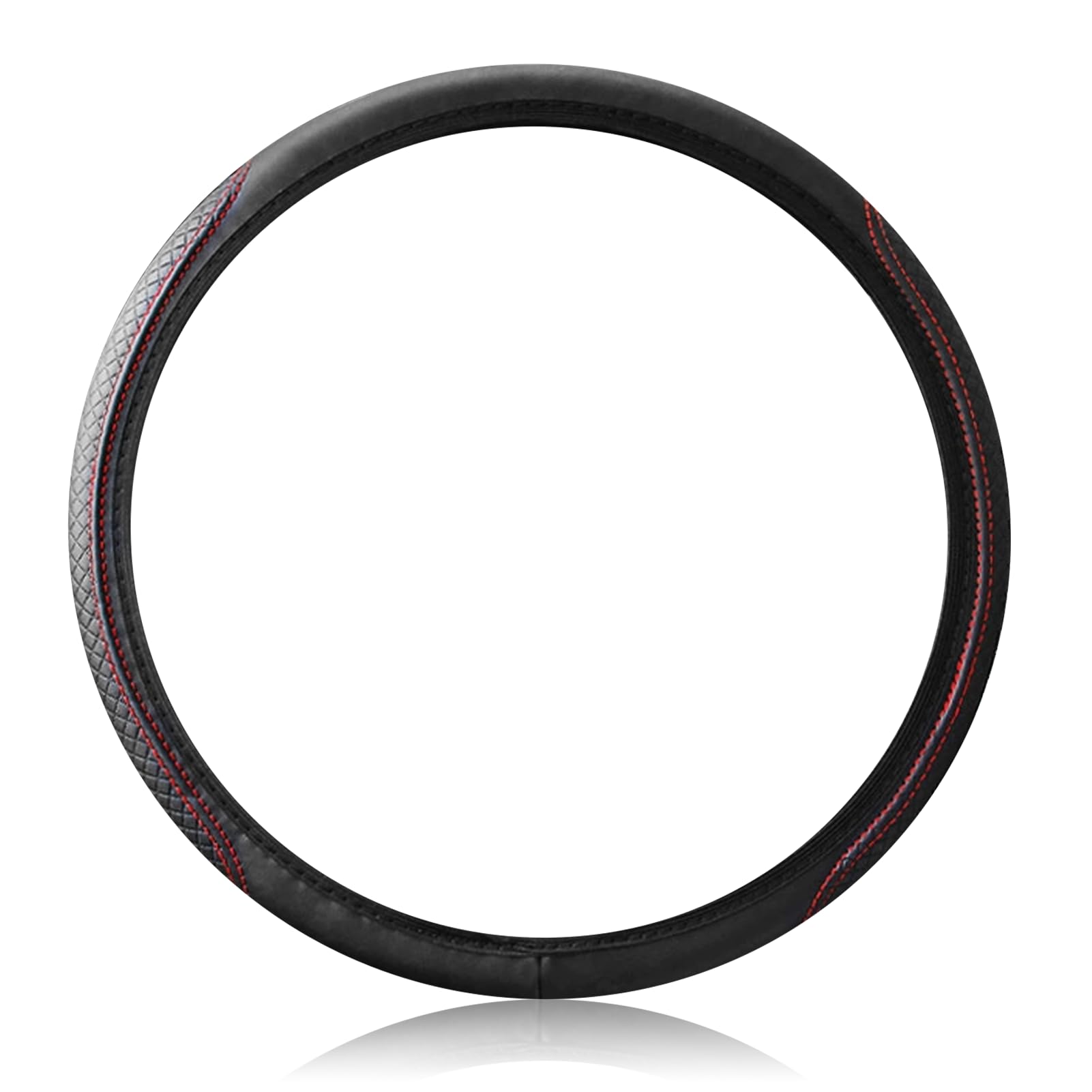 Car Steering Wheel Cover, Universal Anti-Slip Breathable Durable Elastic Microfiber Steering Wheel Protector, 38 CM/15 Inches Diameter Steering Wheels Covers Car Interior Accessories, Black & Red