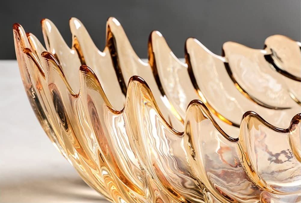 Koszyk Owoce Kreatywny Pióro Fruit Bowl Kryształ Szklany Owocowy Danie, Nowoczesny Domowy Salon Kawa Stolik Ślubny Ozdoby Dekoracja Stołu Kuchni(Gold)