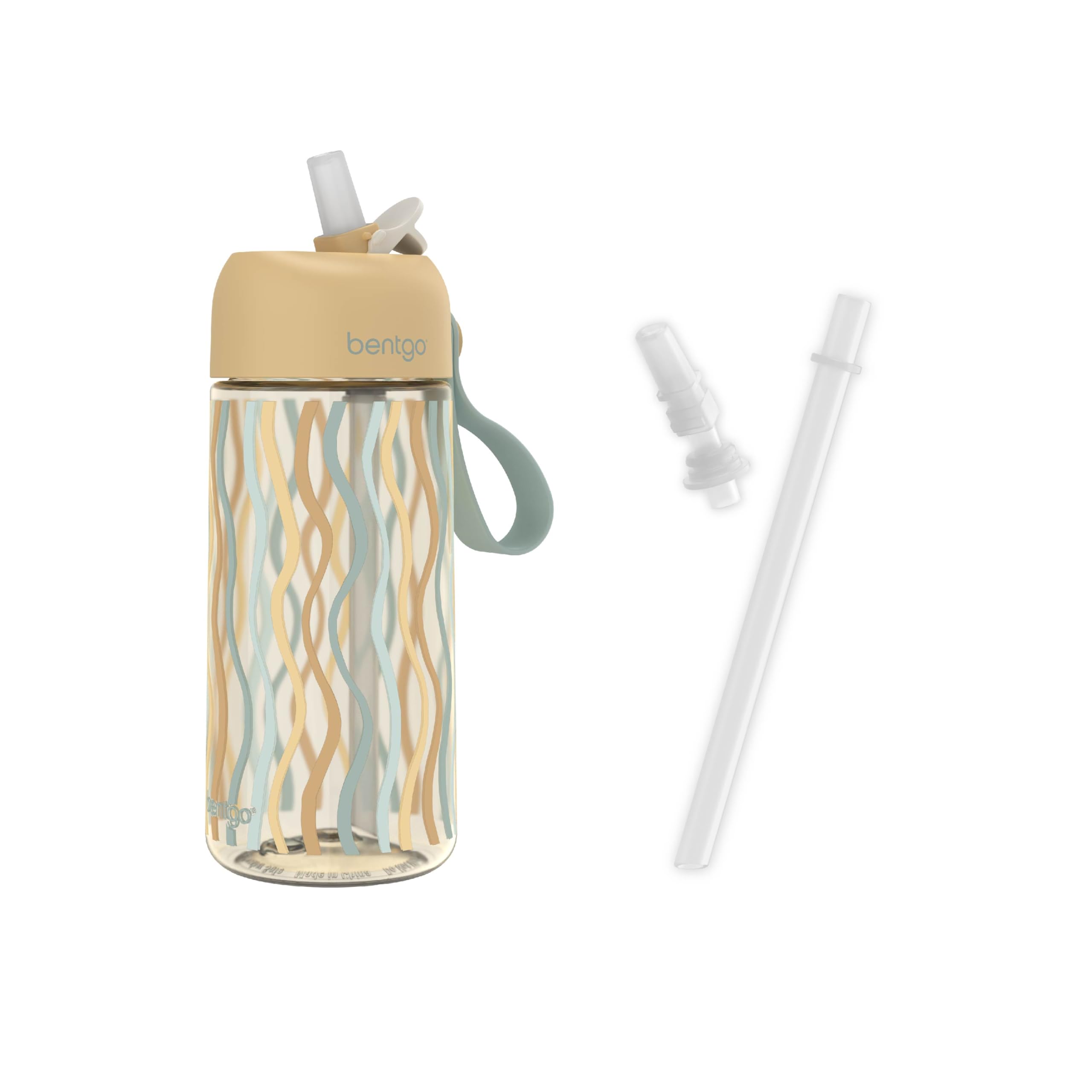 Bentgo Kids Water Bottle and Replacement Straws Set (Wavy)