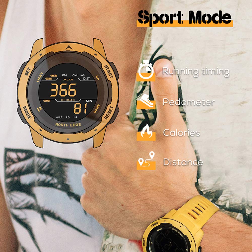 Montre de Sport électronique extérieure Multifonction Montre-Bracelet numérique avec podomètre Compteur de Calories chronomètre 50M Montres étanches pour Courir la Natation