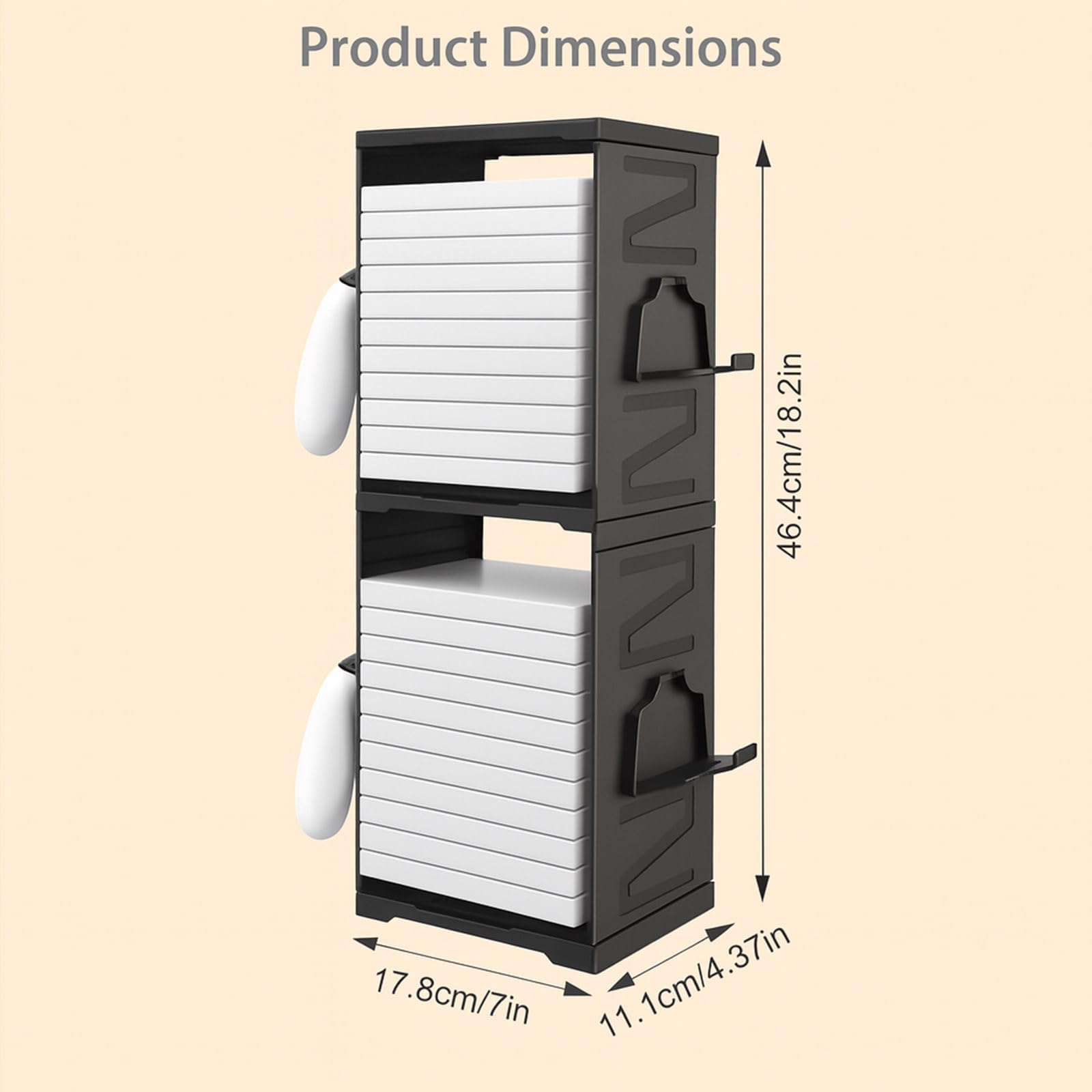 Supporto a torre di archiviazione per giochi per PS5, PS4, Xbox Series X/S, Xbox One, Switch e dischi Blu-Ray - Rack organizer per 24 dischi con controller e ganci per cuffie, salvaspazio