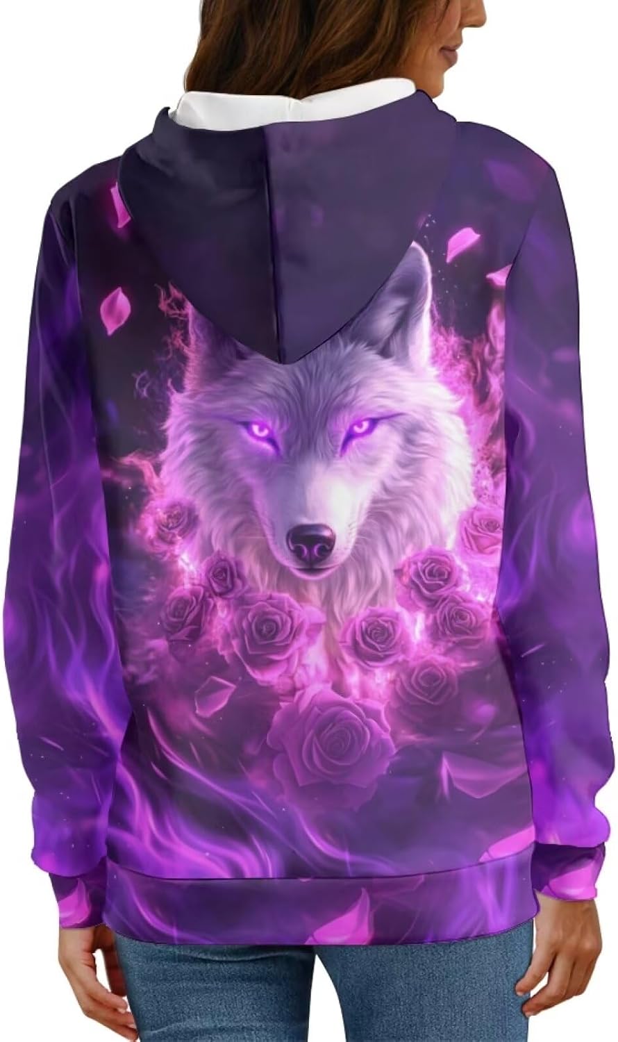 WELLFLYHOM Womens Cute Animal Print Hoodie Sweatshirt Drawstring Long Sleeve Pullover Tops with Pocket