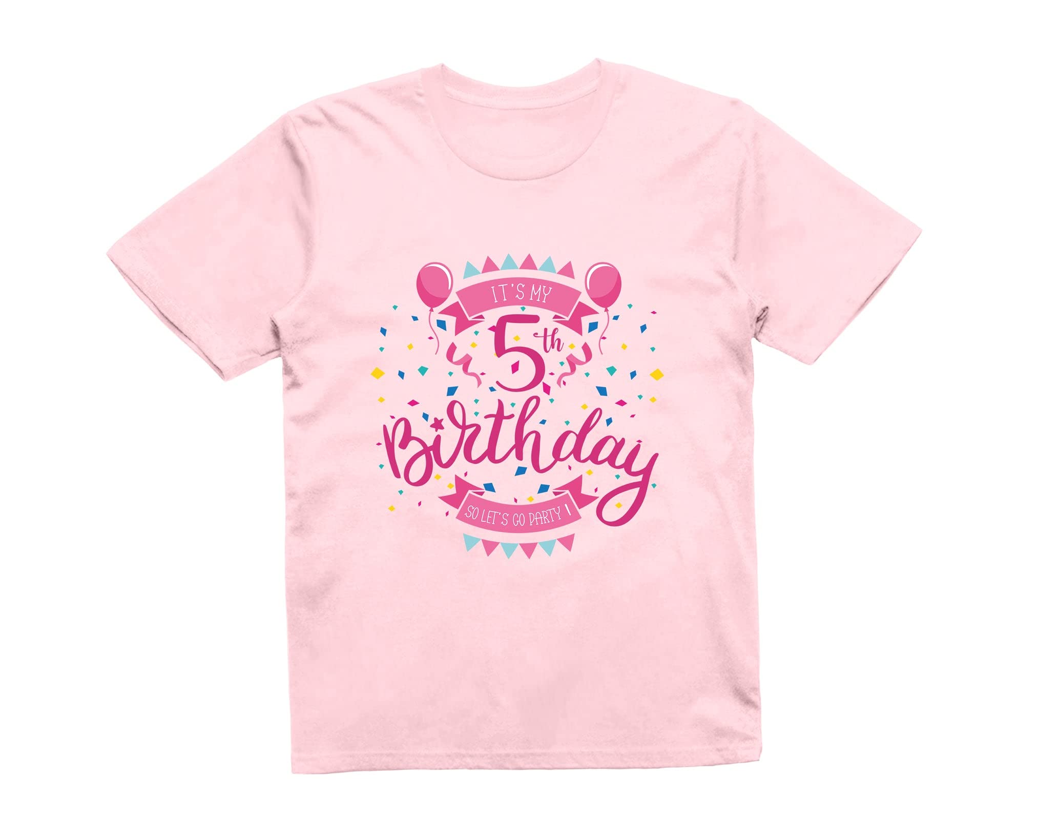 Reality Glitch It's My 5th Birthday Girls Kids T-Shirt (Light Pink, 5-6 Years)