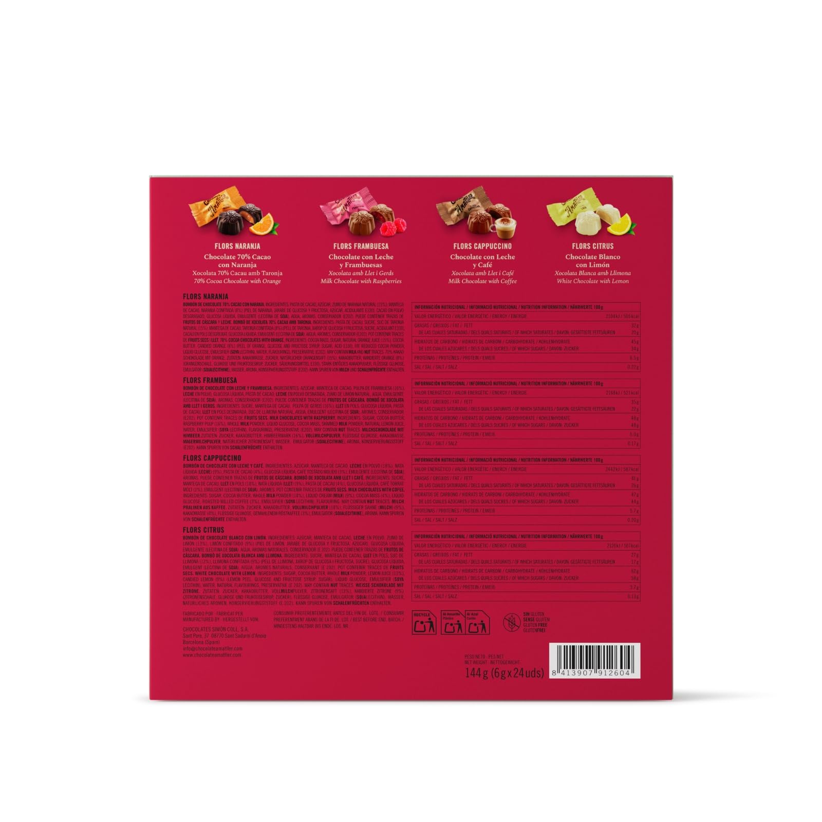 Caja de Flors de Chocolate surtidas, 4 variedades, 144g | Chocolate Amatller
