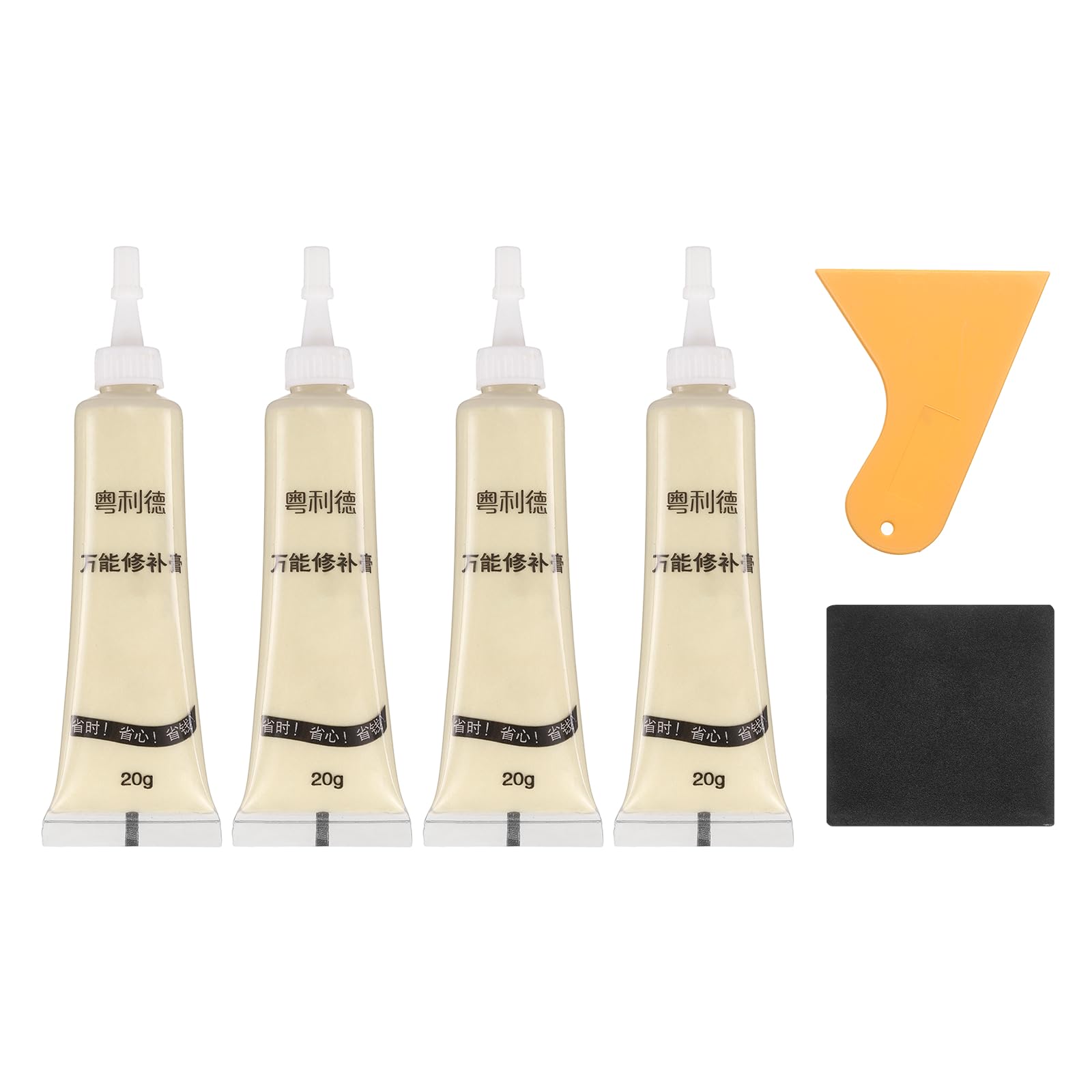 sourcing map Wood Repair Kit, 4 Pcs Touch Up Filler Wood with Scraper Sandpaper for Scratches Holes Crack Tables Desks Wooden Floors Repair Cover Ups, Silver Fir