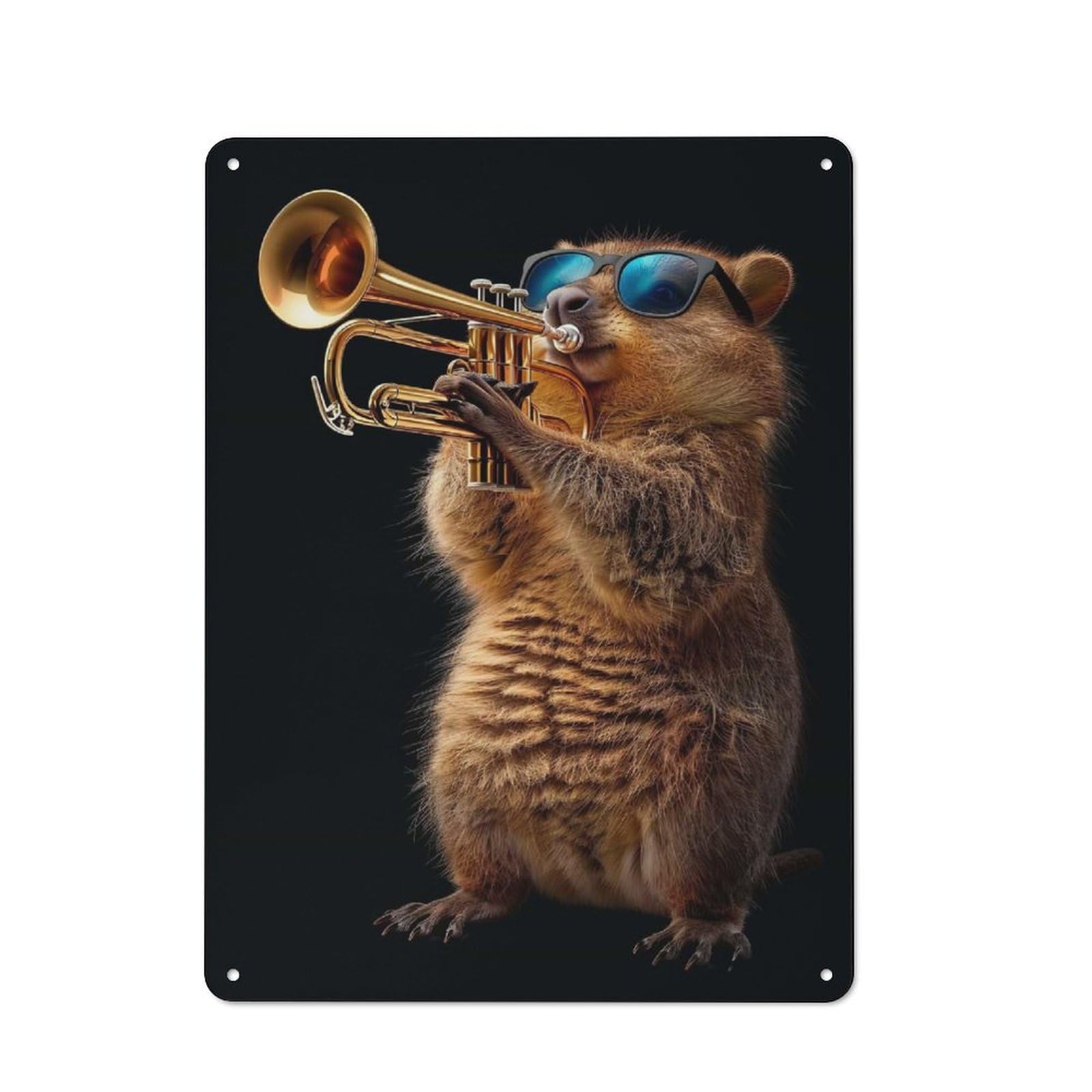 Junmoney Quokka Trumpet Tin Sign 40X30cm With For Home Bar Wall, Vintage Decor, Wall Decoration For A Recently Updated Home Bar