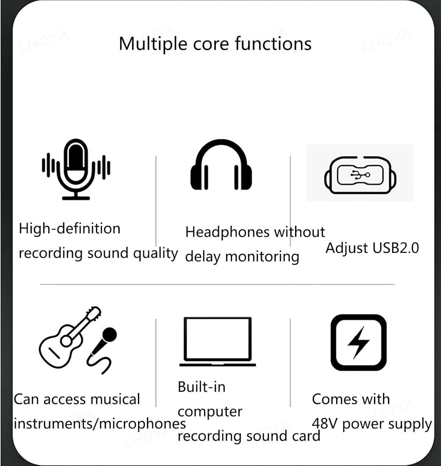 Interfaz de audio de 24 bits, 192 kHz, preamplificador de micrófono con tarjeta de sonido integrada para grabación y transmisión en vivo