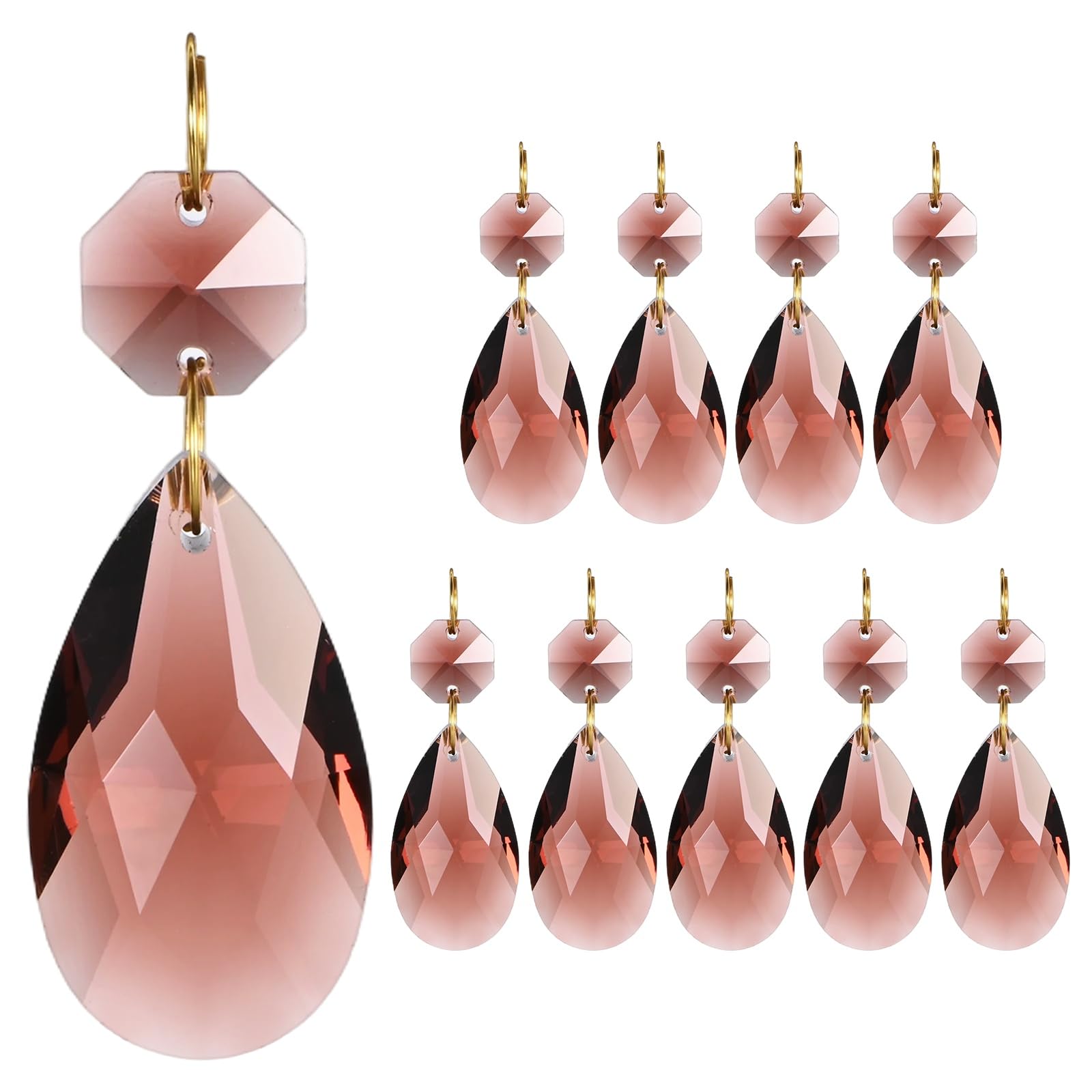 M METERXITY 10PCS Crystal Suncatcher 1 Teardrop Prisms Pendants Ornament, 38mm Chandelier Hanging Crystal Sun Catcher Beads for Home Garden Windows Wedding DIY Decoration [Medium Purple]