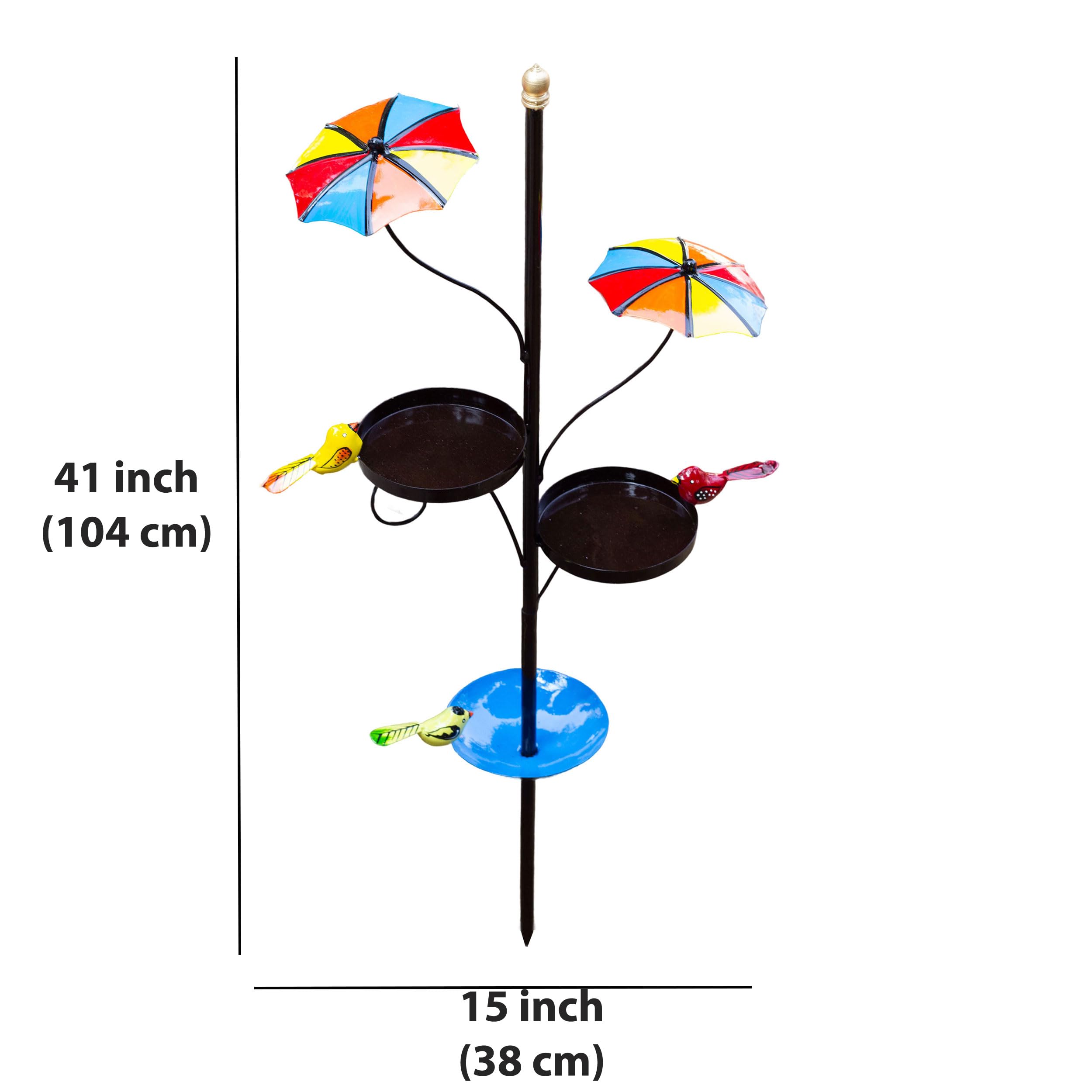 Kraftskala Outdoor Bird Feeder with Water Bowl & Two Seed Trays, Rust-Resistant 2-Part Metal Pole – Perfect Garden or Backyard Decor for Bird Watching and Feeding 3