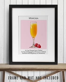 Amazon.com: Mimosa Recipe Vintage 11x14 Poster: Retro Cocktail