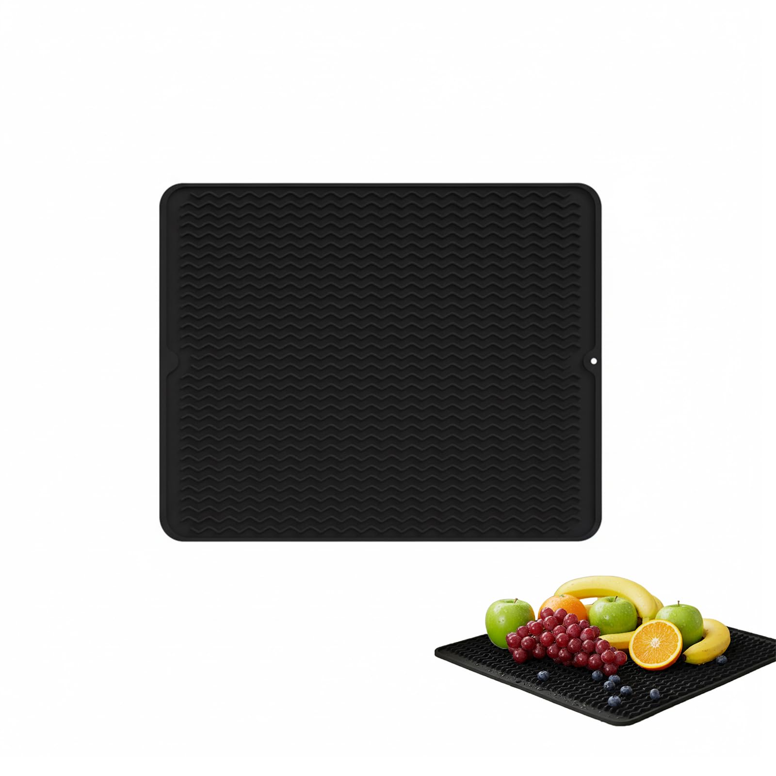 Silicone Dish Drying Mat – 50x40CM Non Slip Heat Resistant Draining Board Mats, Flexible Dish Drainer Mat for Kitchen Counter, Easy Clean Silicone Draining Mat Pot Holder Placemat Spoon Rest
