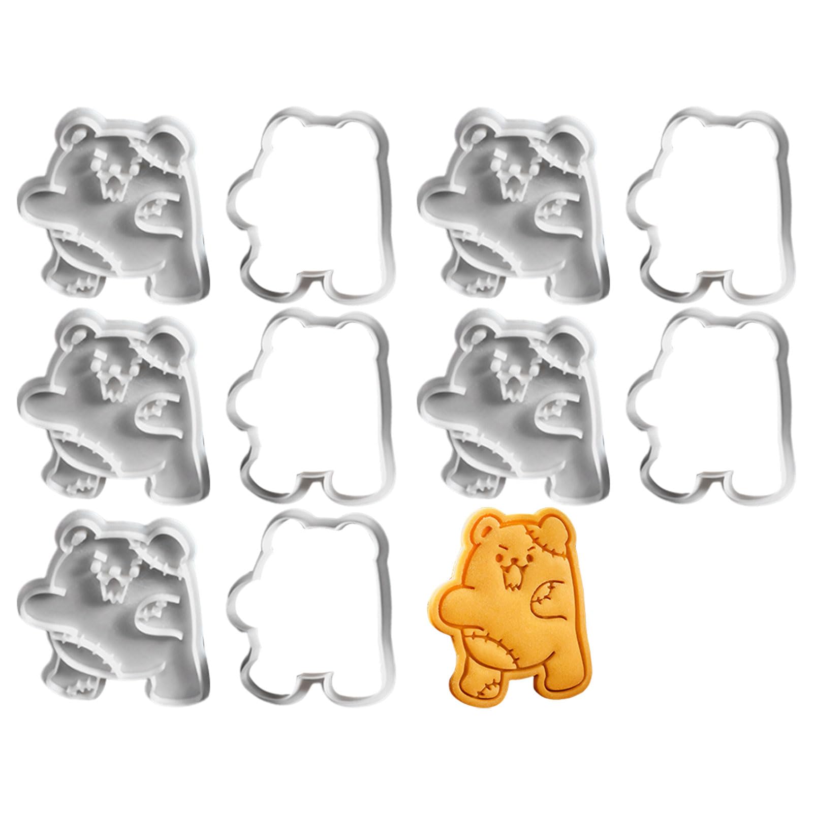 Tsophreniq 5 Set Cookie Biscuit Molding Pastrys Decorating Molds Halloween Bear Shape Biscuit Baking Tool for Halloween Cookie Molds