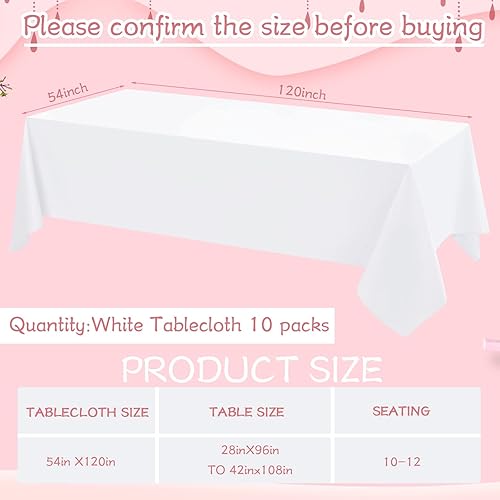 Miniatura 2 de Chumia Paquete de 10 manteles para mesas rectangulares, manteles de tela de poliéster, impermeables, resistentes a las manchas y a las arrugas,