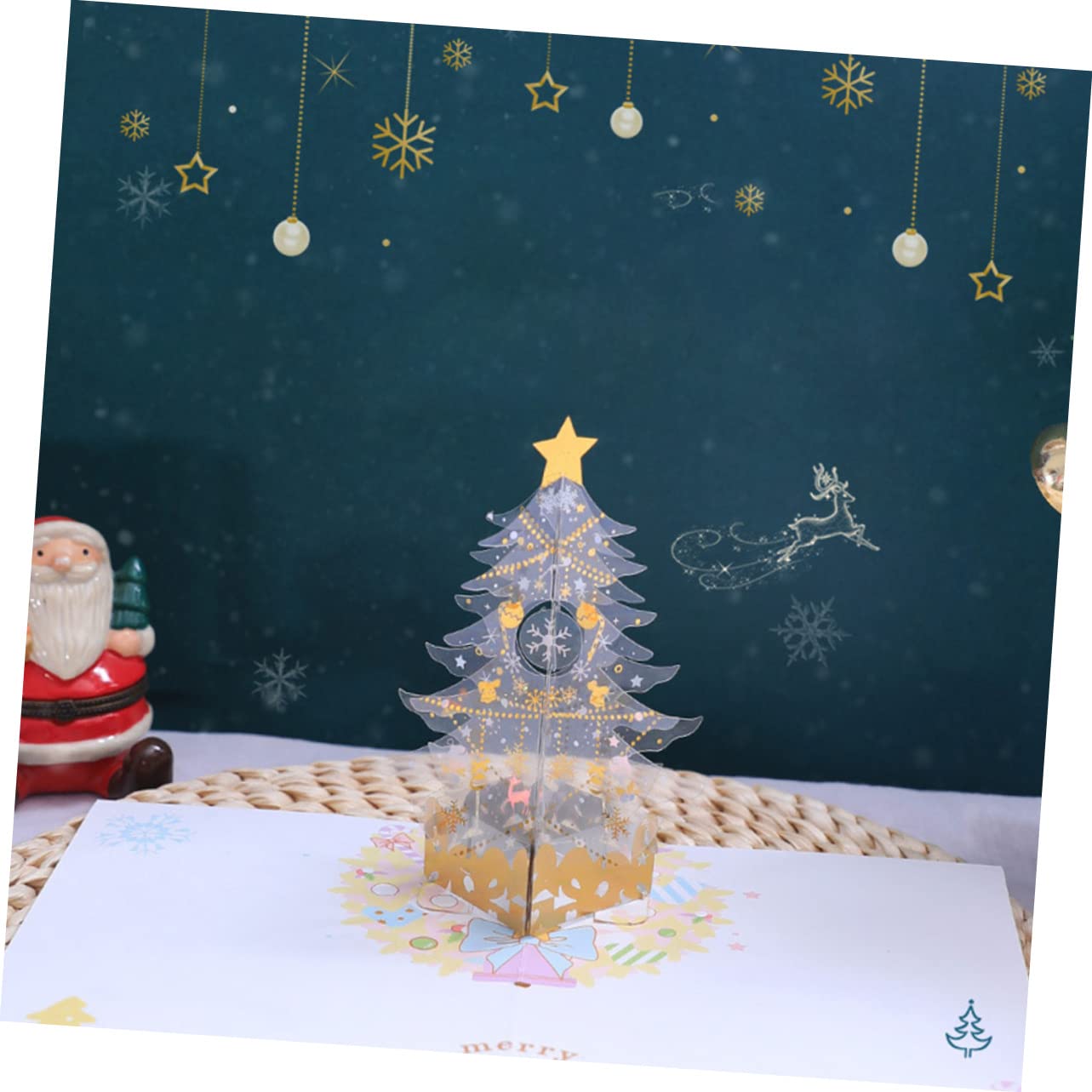 SHINEOFI 5piezas Tarjeta De Felicitación Navideña De Árbol De Navidad Diseño Para Festivo y Expresar y