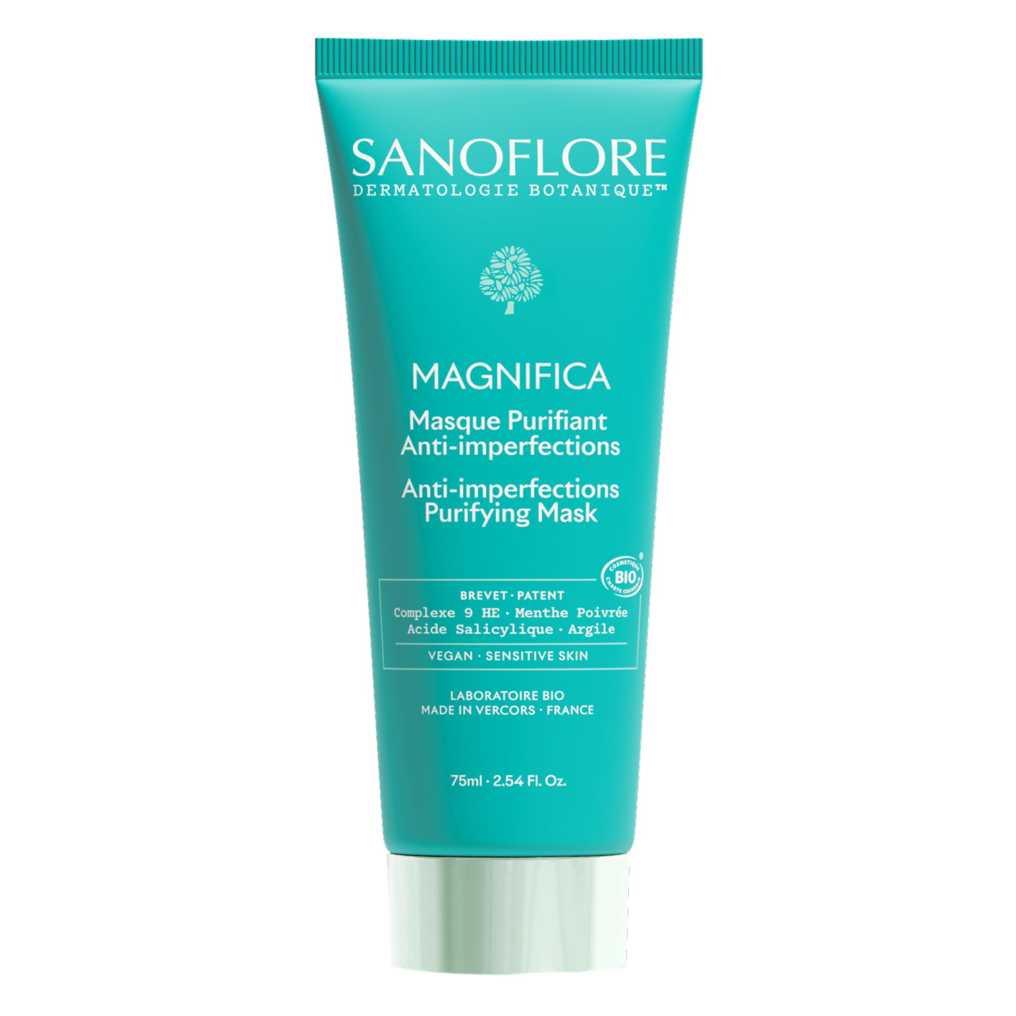 Sanoflore Magnifica Bio-Maske gegen Unreinheiten – Mattierende Pflege für Mischhaut bis fettige Haut – 75 ml