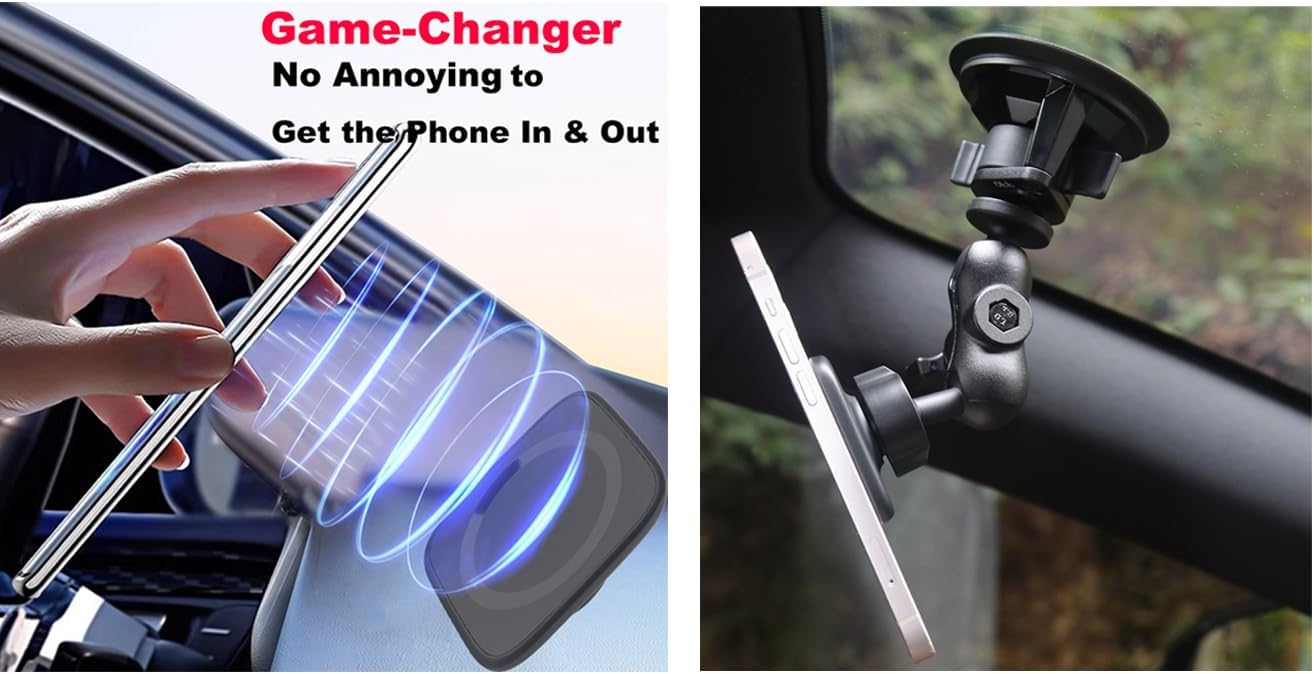 17mm Magnetic Phone Mount Base and Super Magnetic Cell Phone Holder Base with 1" Ball for MagSafe Bundle image 4