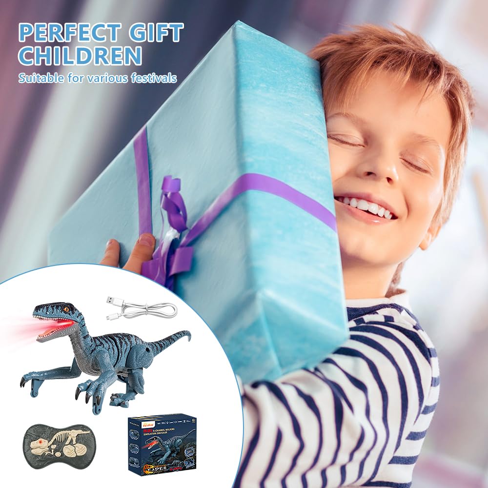 Dinosaure Telecommande, Dinausore Jouet Telecommande, Dinosaure Télécommandé avec Lumières, Marche, Rugit, Twist, Dinosaure Telecommandé Enfant pour Enfants Garçons Filles de 3 4 5 6 7 8 9 Ans
