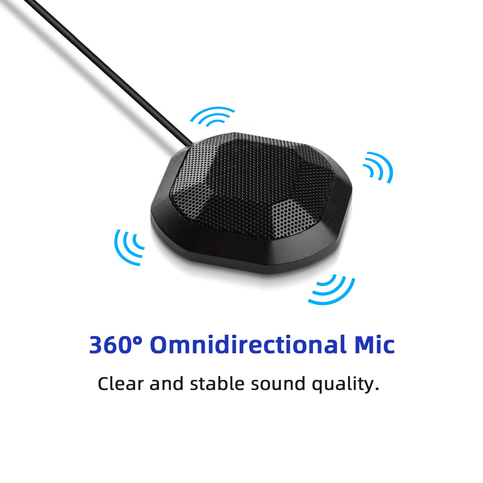 Walfront Gaming Mic 360° Omnidirectional Desktop Microphone for PC Laptop with 3.5mm Jack 3 Meters Pick Up Distance Portable Mini Mic for Business Conference (3.5mm Plug)