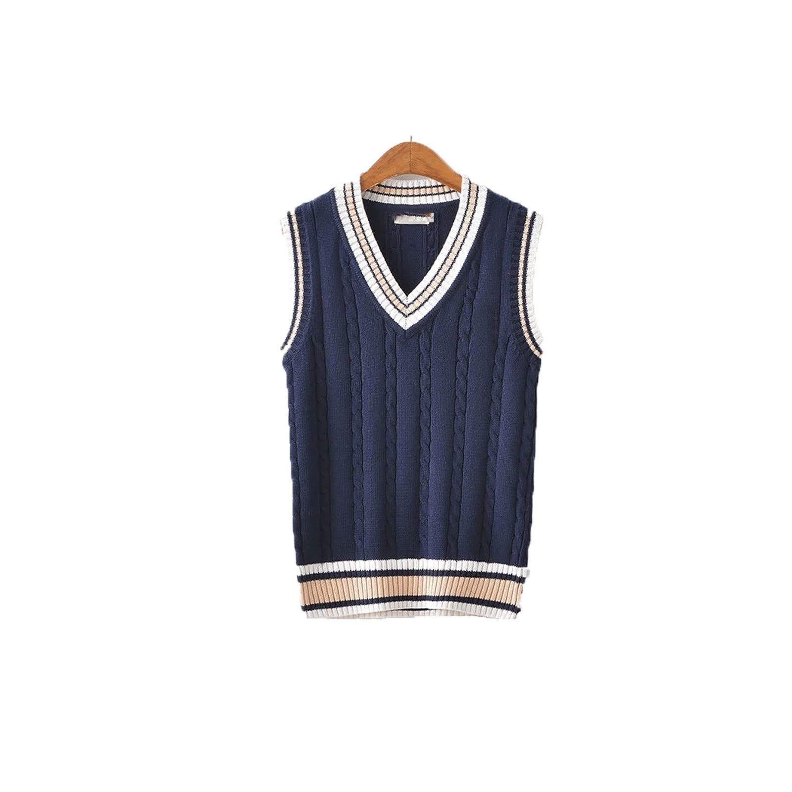 DILLERLE Vest Wool Shirt Source Thickened V-neck Pullover Wool Vest Woolen Knitted Cuff Cotton (Size : Medium)